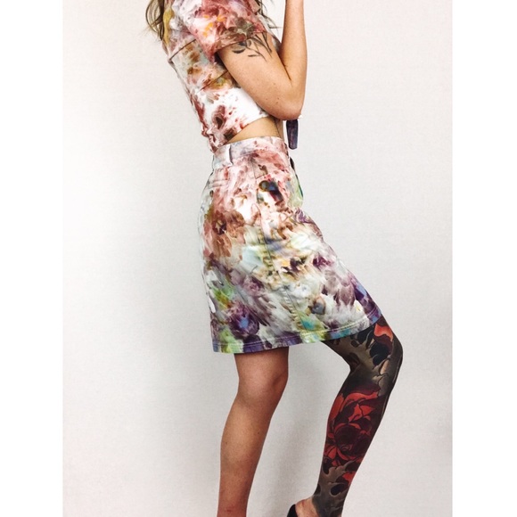 🆕 Hand-Dyed Denim Mini Skirt in Technicolor - Picture 6 of 13